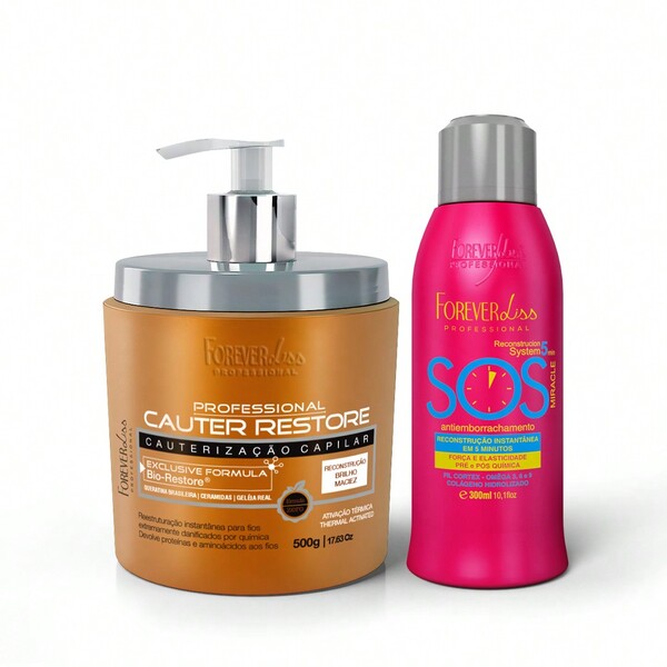 FOREVER LISS Kit Cauterização Capilar com SOS Antiemborrachamento 300ml