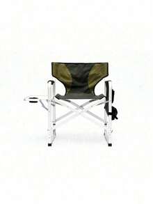 1-Piece Padded Folding Outdoor Chair With Side Table And Storage Pockets,Lightweight Oversized Directors Chair For Indoor, Outdoor Camping, Picnics And Fishing,Black/Grey - 綠色+鋁-4 - 查看 3