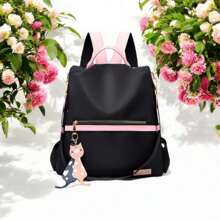 Anti-Theft Backpack For Girls With Keychain - màu đen - Xem 1