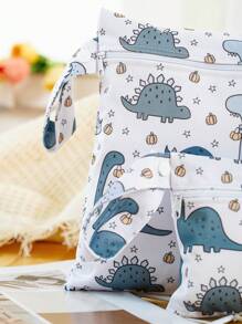 2PCS Dinosaur Print Mini Baby Diaper Nappy Bag Waterproof Storage Bag Baby Shower Family Decorations Gifts