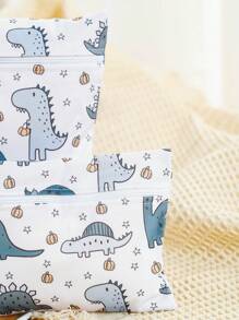 2PCS Dinosaur Print Mini Baby Diaper Nappy Bag Waterproof Storage Bag Baby Shower Family Decorations Gifts