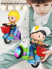 1 Stück Spielzeug Stunt-Dreirad, Elektrisches Spielzeug-Dreirad, interaktives Kinderspielzeug mit Musik & Licht, 360° drehendes Stunt-Dreirad, tanzendes Cartoon-Spielzeugauto, Geschenke für Mädchen und Jungen zum Geburtstag