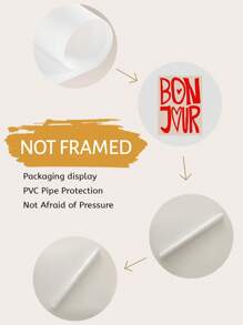 1pc "Bonjour" Letter Printed Decorative Art Poster - Classic Modern Ink Painting Wall Art Canvas, Unframed Art, Suitable For Indoor And Outdoor Decor, Great For Home Office, Bathroom, Living Room, Bedroom - Waterproof Lettering Theme Art, Suitable For Cafe, Bar And Dorm Wall Hanging