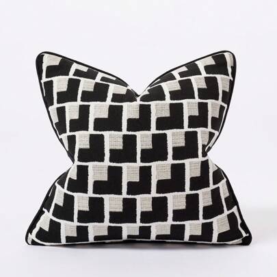 One Black & White Snowflake Patterned Chenille Pillow Cover, Soft And Comfortable, Suitable For Sofa, Bed, Bedroom Cushion Cover, Perfect For Spring, Autumn And Winter