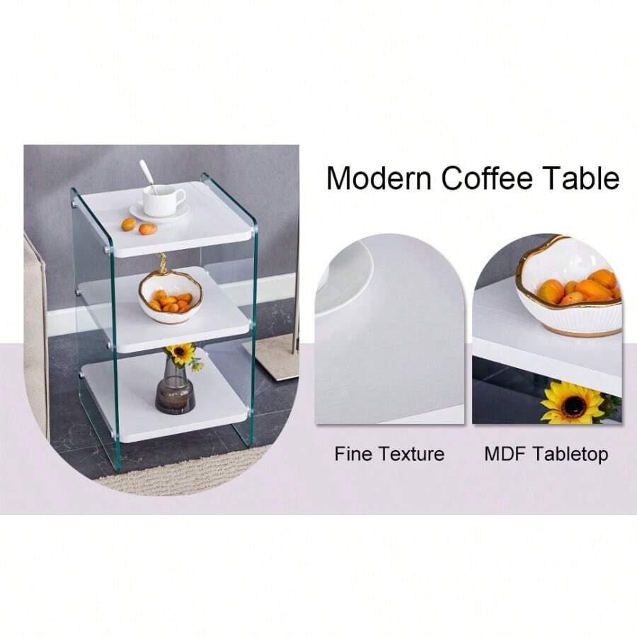 Three Levels Of Bedside Tables. The Board Surface Is MDF, With White