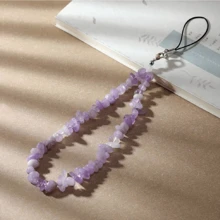 Natural Crystal Phone Lanyard, Beaded Stone Gemstone Fragments Phone Strap Wristband Gifts For Mother, Family, Friends, Birthday, Holiday Phone Charm, Phone Chain - Multicolor - View 10