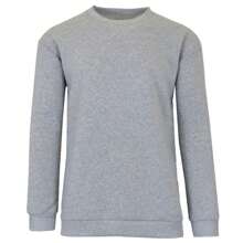 Men's Crew Neck Fleece-Lined Pullover Sweater - Heather Grey - View 2