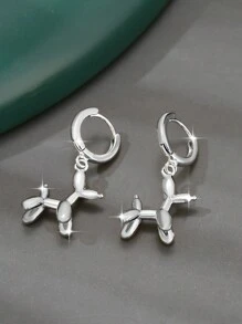 1pair Vintage Copper Balloon Dog Pendant Earrings, Cute Animal Earrings, Dating Gift - Multicolor - View 6