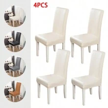 1/2/4/6 件套 PU 皮革弹力餐椅套，防水座套，适用于家庭酒店餐厅，四季通用椅套 - 彩色 - 查看 1