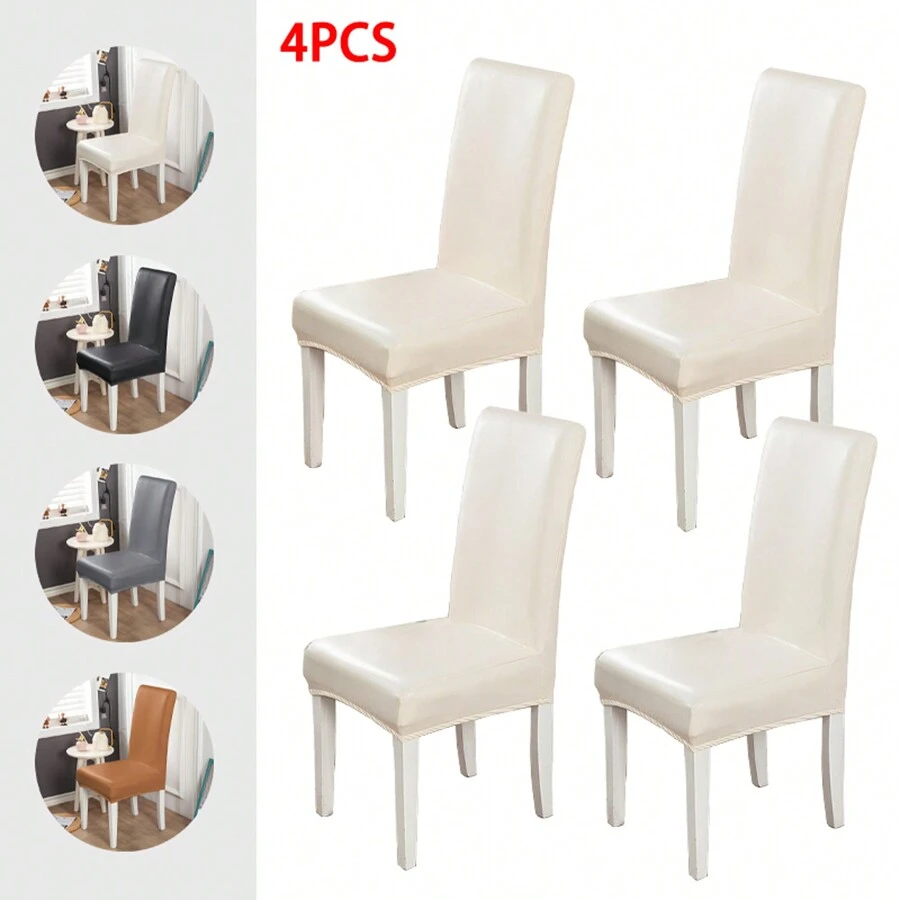 1/2/4/6 件套 PU 皮革弹力餐椅套，防水座套，适用于家庭酒店餐厅，四季通用椅套 - 彩色 - 查看 1