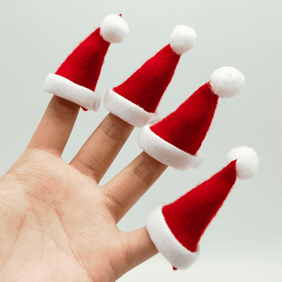 Christmas Decoration Mini Non-Woven Santa Hat, Christmas Decorations, Lollipop Finger Hats, Creative Hair Accessories