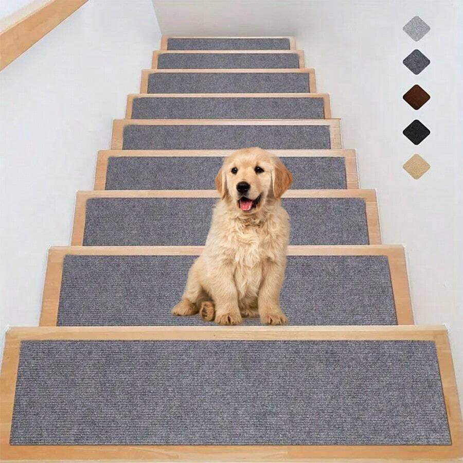 8pcs/15pcs Anti-Slip Durable Stair Treads Carpet Mats, Decorative Staircase Entrance Rug