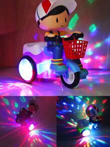 1 Stück Spielzeug Stunt-Dreirad, Elektrisches Spielzeug-Dreirad, interaktives Kinderspielzeug mit Musik & Licht, 360° drehendes Stunt-Dreirad, tanzendes Cartoon-Spielzeugauto, Geschenke für Mädchen und Jungen zum Geburtstag