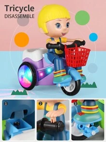 1 Stück Spielzeug Stunt-Dreirad, Elektrisches Spielzeug-Dreirad, interaktives Kinderspielzeug mit Musik & Licht, 360° drehendes Stunt-Dreirad, tanzendes Cartoon-Spielzeugauto, Geschenke für Mädchen und Jungen zum Geburtstag