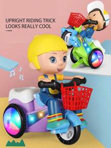 1 Stück Spielzeug Stunt-Dreirad, Elektrisches Spielzeug-Dreirad, interaktives Kinderspielzeug mit Musik & Licht, 360° drehendes Stunt-Dreirad, tanzendes Cartoon-Spielzeugauto, Geschenke für Mädchen und Jungen zum Geburtstag