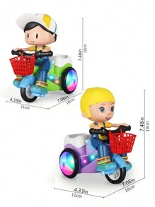 1 Stück Spielzeug Stunt-Dreirad, Elektrisches Spielzeug-Dreirad, interaktives Kinderspielzeug mit Musik & Licht, 360° drehendes Stunt-Dreirad, tanzendes Cartoon-Spielzeugauto, Geschenke für Mädchen und Jungen zum Geburtstag