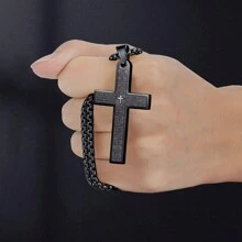 Pendant Cross For Car Rear View Mirror Necklace Cross For Men Women Charm Car Mirror Hanging Accessories Ornament Stainless Steel Lord's Prayer Cross Necklace With Bible Verse