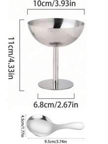 1 pieza Taza de acero inoxidable para helado, vaso para postre, tazón para ensalada de frutas, taza para aperitivos para el verano y vuelta al colegio