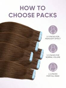 20pcs Tape-In Hair Extensions, Real Human Hair, 14-22 Inches, Invisible Double-Sided Tape-In Hair Extensions, Straight Hair, Suitable For Party, Halloween Costumes - S4 - View 7