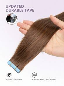 20pcs Tape-In Hair Extensions, Real Human Hair, 14-22 Inches, Invisible Double-Sided Tape-In Hair Extensions, Straight Hair, Suitable For Party, Halloween Costumes - S4 - View 6