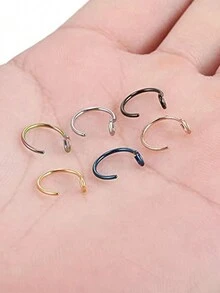 3pcs Simple Stainless Steel Nose Rings Nose Clips Body Piercing Piercing Nose Studs Unisex Non-Piercing Fake Nose Cover - Basic - View 2