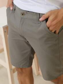 Bermuda Shorts Colored Twill Built-In Bag Social Promotion. - Màu xám đen - Xem 7