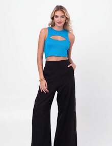 Pink Labrava Openwork Tank Top Bodysuit - Màu xanh lam - Xem 3