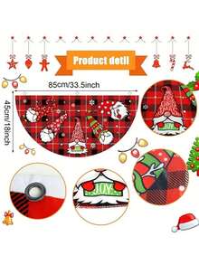 1 lá cờ biểu ngữ hình quạt nửa cây thông Noel, cờ trang trí Giáng sinh, người tuyết & cây thông Noel & vòng hoa - Nhiều màu - Xem 8