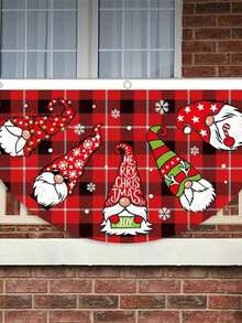 1 lá cờ biểu ngữ hình quạt nửa cây thông Noel, cờ trang trí Giáng sinh, người tuyết & cây thông Noel & vòng hoa - Nhiều màu - Xem 9