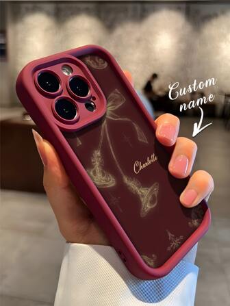 Apple Custom Christmas-tema 1st Mobiltelefonfodral, anpassningsbart för namn, bokstäver, texter, smeknamn, kompatibelt med iPhone och kompatibelt med Samsung, stötsäkert, reptåligt, icke-fingeravtryck TPU mjukt fodral, perfekt present till individen, partner, familj, vänner, röd Burgund röda röda Floral tillfällen Söt,Färgglad,Snygg,Kawaii Custom,Personlig,Unik,Anpassade idealiska presenter till honom,Ideala presenter till hennes pojkvän,Flickvän,Familj,Vänner,morföräldrar,Par,Djurälskare Till årsdagar,För födelsedagar,För examen,För bröllopsdagar,För farsdagar,För farsdagar,