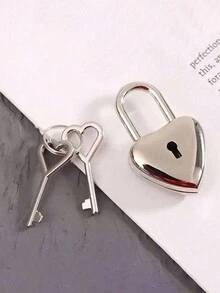 1set Heart Shape Padlock And Key Set Padlock With Key,Heart Lock Zinc Alloy Suitcase Luggage Bag Anti-Theft Lock,Mini Luggage Hardware Lock, For Suitcase Jewelry Box,Wedding Locks And Keys Working Keys And Locks Decorations,Gym Lockers(Five Olors To Choose From)