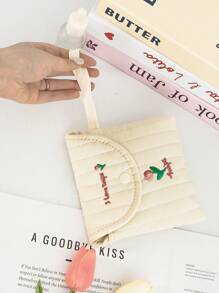 樱桃、小熊或郁金香刺绣柔软舒适高品质卫生巾收纳包！化妆包、女士化妆包、女生卫生棉条收纳包、钱包包、卫生巾包 - 彩色 - 查看 6