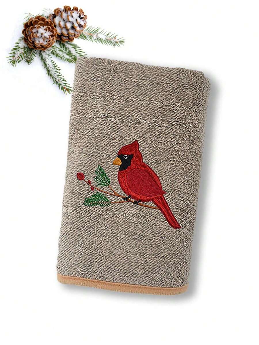 1 chiếc, 34x75cm Khăn tay thêu họa tiết hồng y bằng vải nỉ san hô chủ đề Giáng sinh Khăn trang trí cho nhà bếp phòng tắm - hồng y - Xem 1