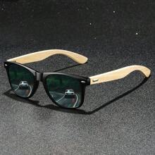 Moda Bambus Drewno Vintage Kwadrat Unisex Moda Okulary Mężczyźni Kobiety Luksusowa Marka Projektant Drewniane Moda Okulary Klasyczne Tropikalna Plaża Wakacje Lato Pastele Prostokąt Okulary Błyszczący Materiał Elegancki Estetyczny Wakacje Stroje Odcienie