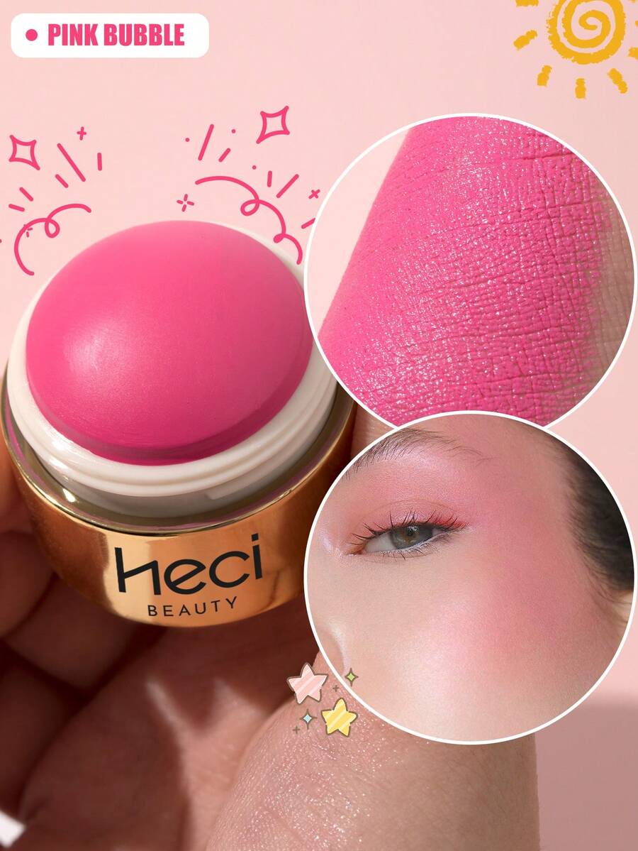 HECI BEAUTY 6色閃光腮紅球 - 持久防水妝效，打造完美膚色 - 適合所有膚色，萬聖節與聖誕節適用 - Pink bubble - 查看 1