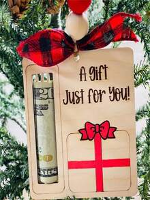 1pc Wooden Personalized Christmas Coin Pendant, With Gift Car, Game Console, Elk, Christmas Tree, And Gift Box Design - Classic Wooden Coin Clip Tree Decoration, Suitable For Holiday Gifts, No Electricity Or Feathers Required,Christmas - Multicolor - View 3