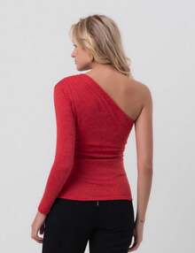 Asymmetrical Long Sleeve Blouse In Red Labrava - màu xanh lá - Xem 2