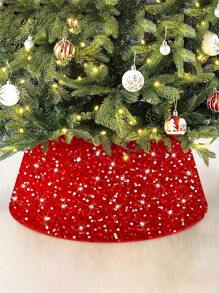 1件装圣诞树裙，圣诞树裙边，金/红/银色，22英寸亮片圣诞树裙，奢华闪光树裙，适合秋季节日，闪亮双面圣诞树底座装饰，最佳礼物，生日家居装饰，圣诞装饰，房间装饰，冬季圣诞装饰，家居圣诞礼物，圣诞装饰