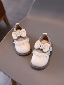 1 Pair Girls Butterfly Decor PU Hook-And-Loop Design Cute Toddler/Baby Boots, Suitable For Spring, Autumn, Winter - Beige - View 3