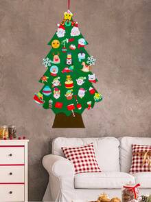 34pcs/Set DIY Felt Christmas Tree, Xmas Party Decorations Perfect For Family Christmas Eve Party, Room Wall Decoration, 2025 Christmas Gifts, 2026 New Year Tree