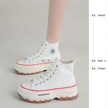 Tenis deportivo tipo bota de tela para mujer,Tenis para correr y uso casual con cordones Zapatos Tenis De Mujer Blancos tenis para hombre dama deportivos rejilla tela plataforma organizador Caterina artificial de color combinado economicos comodos casuales colores caucho deportivas Zapatillas de skate negro morados calzado dama adultos - Rojo y blanco - Ver 7