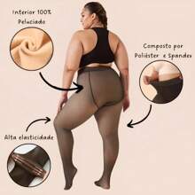 Kit 3 Thermal Plush Tights Plus Size Translucent - 彩色 - 查看 2