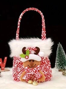 1 pieza de bolsa de tela con boca elástica y diseño navideño, decoración navideña y de vacaciones, recipiente de regalo creativo y exquisito en forma de manzana, el regalo perfecto para amigos y familiares, Navidad - Multicolor - Ver 13