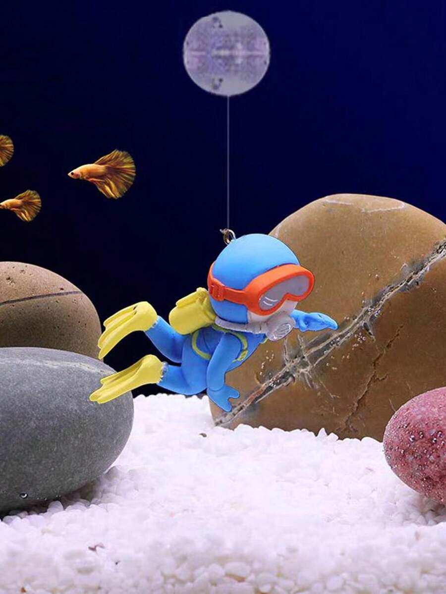 1pc Mini Diver Water Tank Decoration, PVC Material, Aquarium Decoration