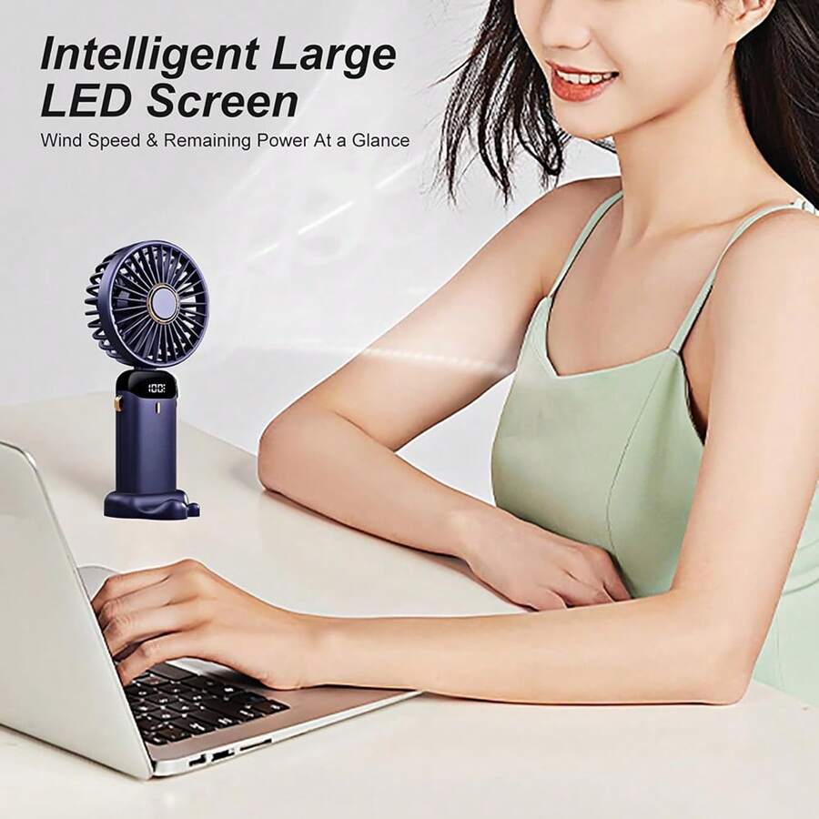 USB Handheld Mini Fan Foldable Portable Neck Hanging Fans 5 Speed USB