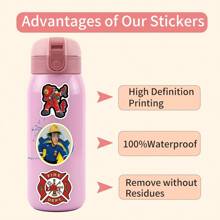 55pcs Fireman Sam Graffiti Stickers, Suitable For Decorating Skateboard, Computer, Water Cup, Helmet, Desk, Phone Case, DIY Creative Stickers