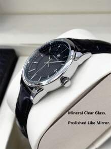 Pablo Raez 1pc Man Watch Business Wristwatch For Man Stainless Steel Silver IPS Case Luxury Black Soft & Comfortable Microfiber Leather Fashion Double Dial Third Dimension Design With Date 50M Waterproof Brand New Male Quartz Wristwatch Sports Casual Clock Nice Gifts For Friend Or Family Father Fit For Daily Life/Work/Party Decoration Dress Watch Graduation Wedding Presents