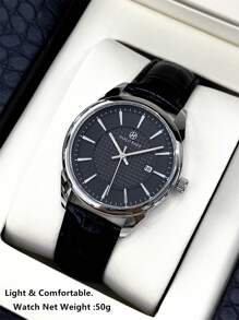 Pablo Raez 1pc Man Watch Business Wristwatch For Man Stainless Steel Silver IPS Case Luxury Black Soft & Comfortable Microfiber Leather Fashion Double Dial Third Dimension Design With Date 50M Waterproof Brand New Male Quartz Wristwatch Sports Casual Clock Nice Gifts For Friend Or Family Father Fit For Daily Life/Work/Party Decoration Dress Watch Graduation Wedding Presents