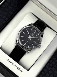 Pablo Raez 1pc Man Watch Business Wristwatch For Man Stainless Steel Silver IPS Case Luxury Black Soft & Comfortable Microfiber Leather Fashion Double Dial Third Dimension Design With Date 50M Waterproof Brand New Male Quartz Wristwatch Sports Casual Clock Nice Gifts For Friend Or Family Father Fit For Daily Life/Work/Party Decoration Dress Watch Graduation Wedding Presents