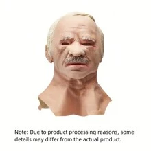 1pc, White-Haired Old Man Mask, Silicone Mask Head Cover, Halloween Costume Props, Halloween Party Costume Mask, Role-Playing Costume Headdress, Prank Head Cover, Suitable For Bars, Clubs, Entertainment Games - Multicolor - View 6